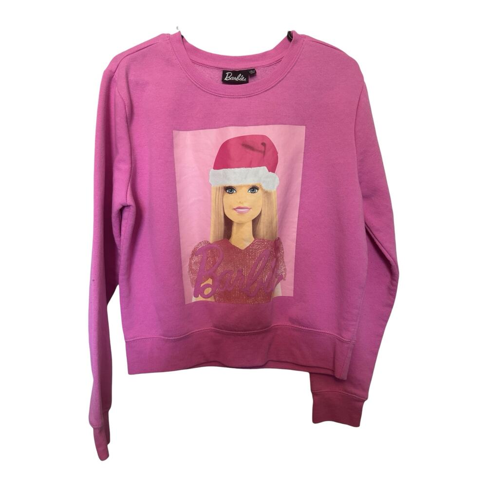 Barbie Pink Christmas Graphic Cropped Sweatshirt | Tag L Holiday Crewneck - Picture 2 of 6
